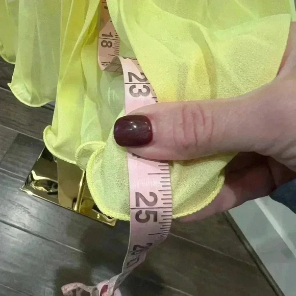 NWT SHEIN Haute Neck Tie Pleated Dress-Yellow-Size M - Picture 11 of 13